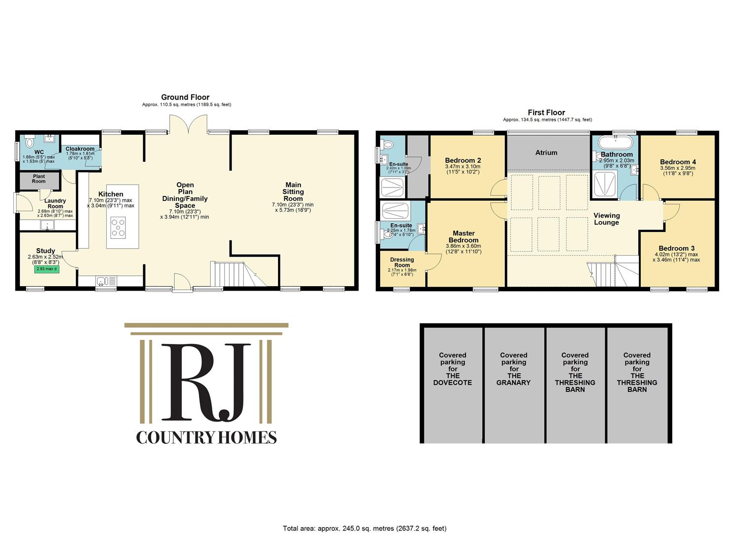 The Threshing Barn floor plan with garage changes.